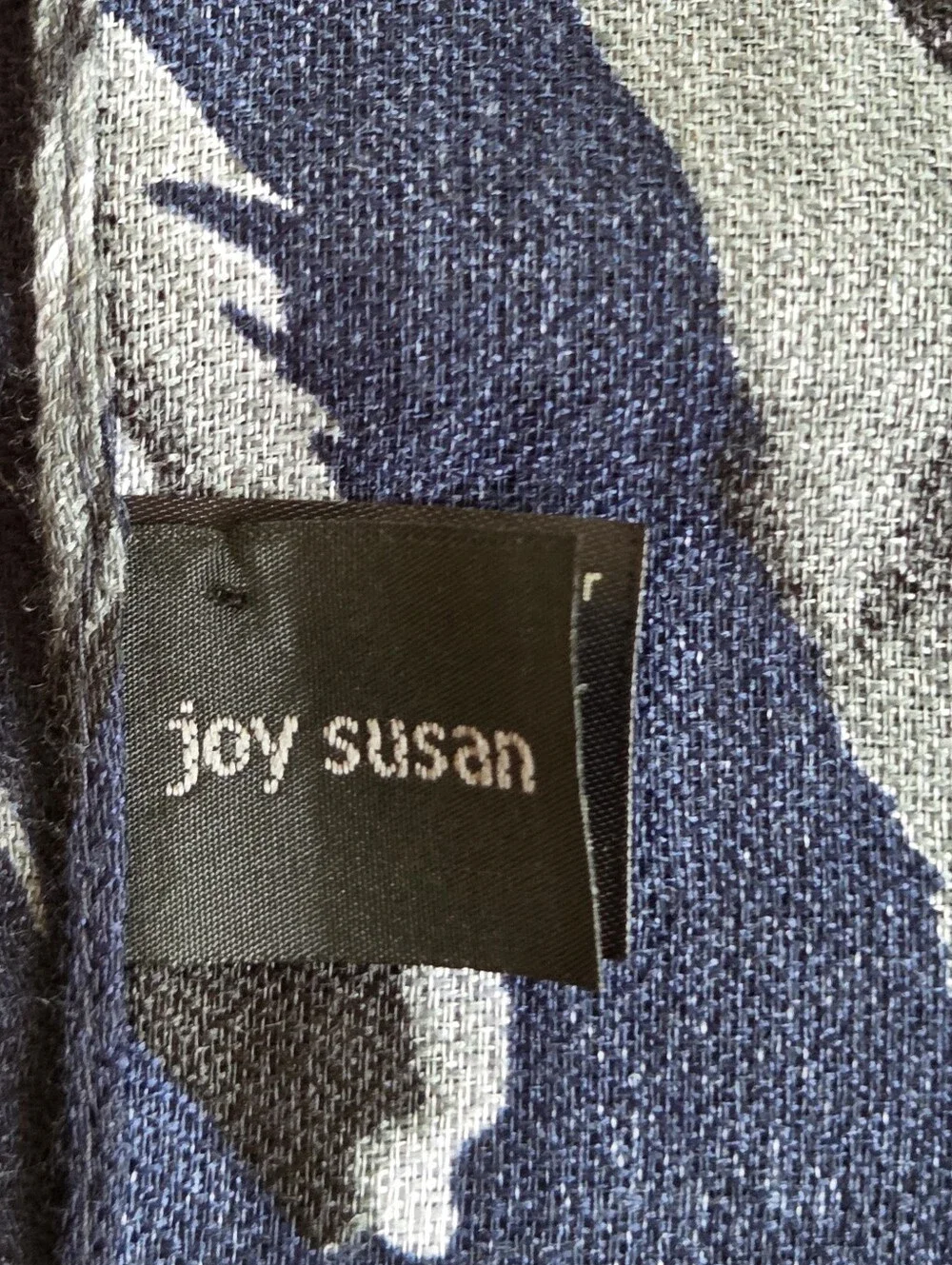 Joy Susan Feather Print Scarf Navy Blue 70 x 27